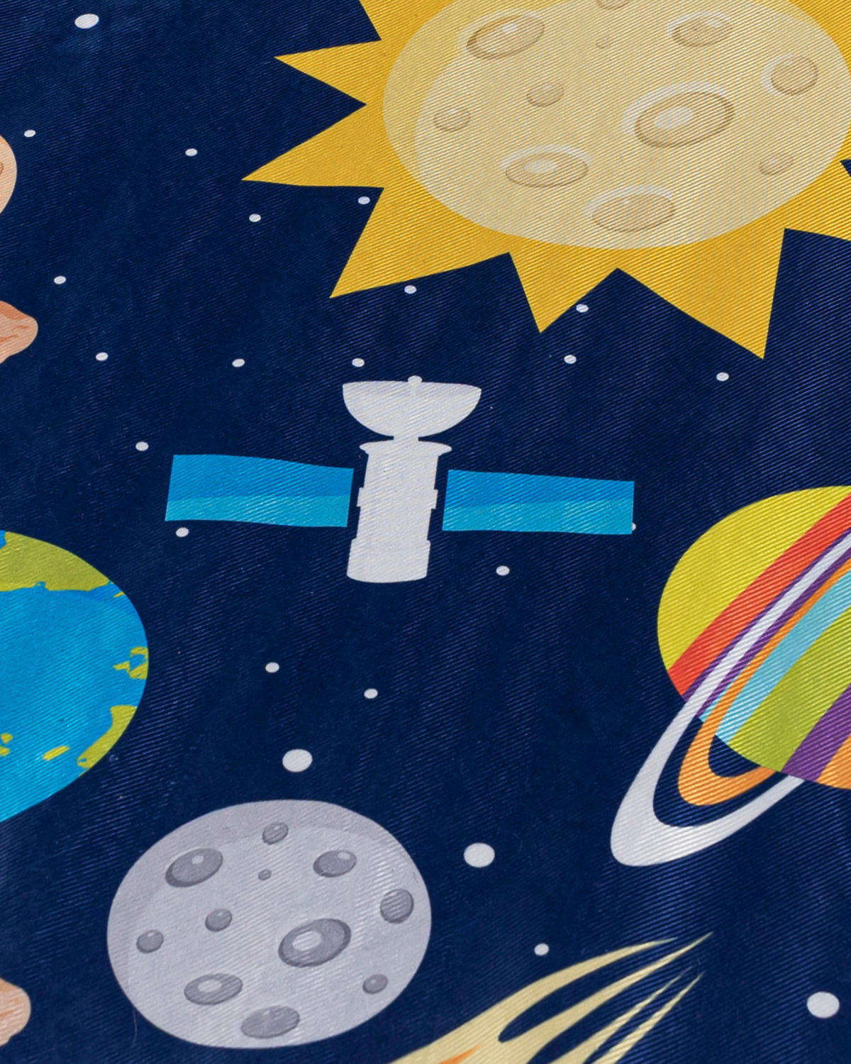 KINDERTEPPICH Bambini Stella Mazovia Rund Ø120cm Marineblau Weltraum Kurzflor - Multicolor, Textil (120/120cm) - Mazovia