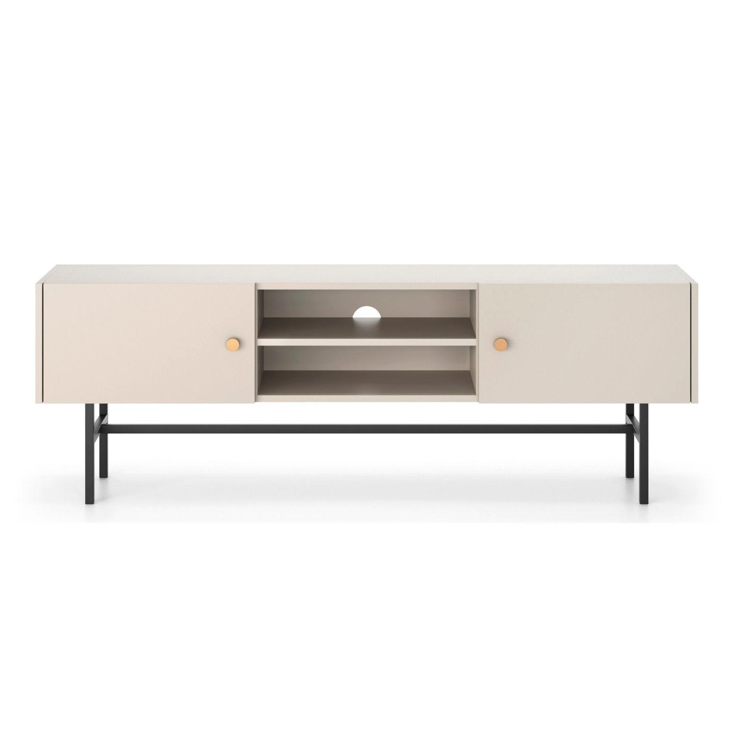 TV-LOWBOARD Divenos in Greige mit Gold-Akzenten 155/52/35cm - Taupe/Goldfarben, Holzwerkstoff/Metall (155/52/35cm) - Selsey