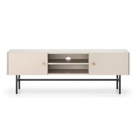 TV stolík Divenos sivobéžový so zlatými akcentmi 155/52/35 cm - čierna/zlatá, kov/kompozitné drevo (155/52/35cm) - Selsey