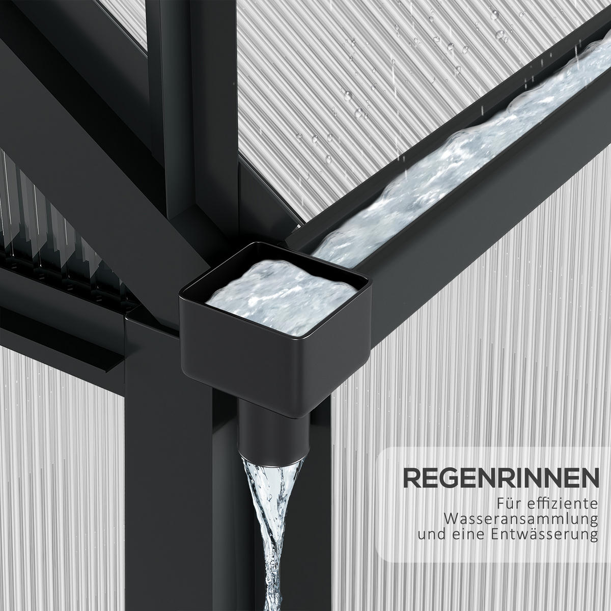GEWÄCHSHAUS mit Dachfenster mit Tür mit Fundament, Alu+Polycarbonat, Grau+Transparent - Transparent/Grau, Kunststoff/Metall (132/201/190cm) - Outsunny