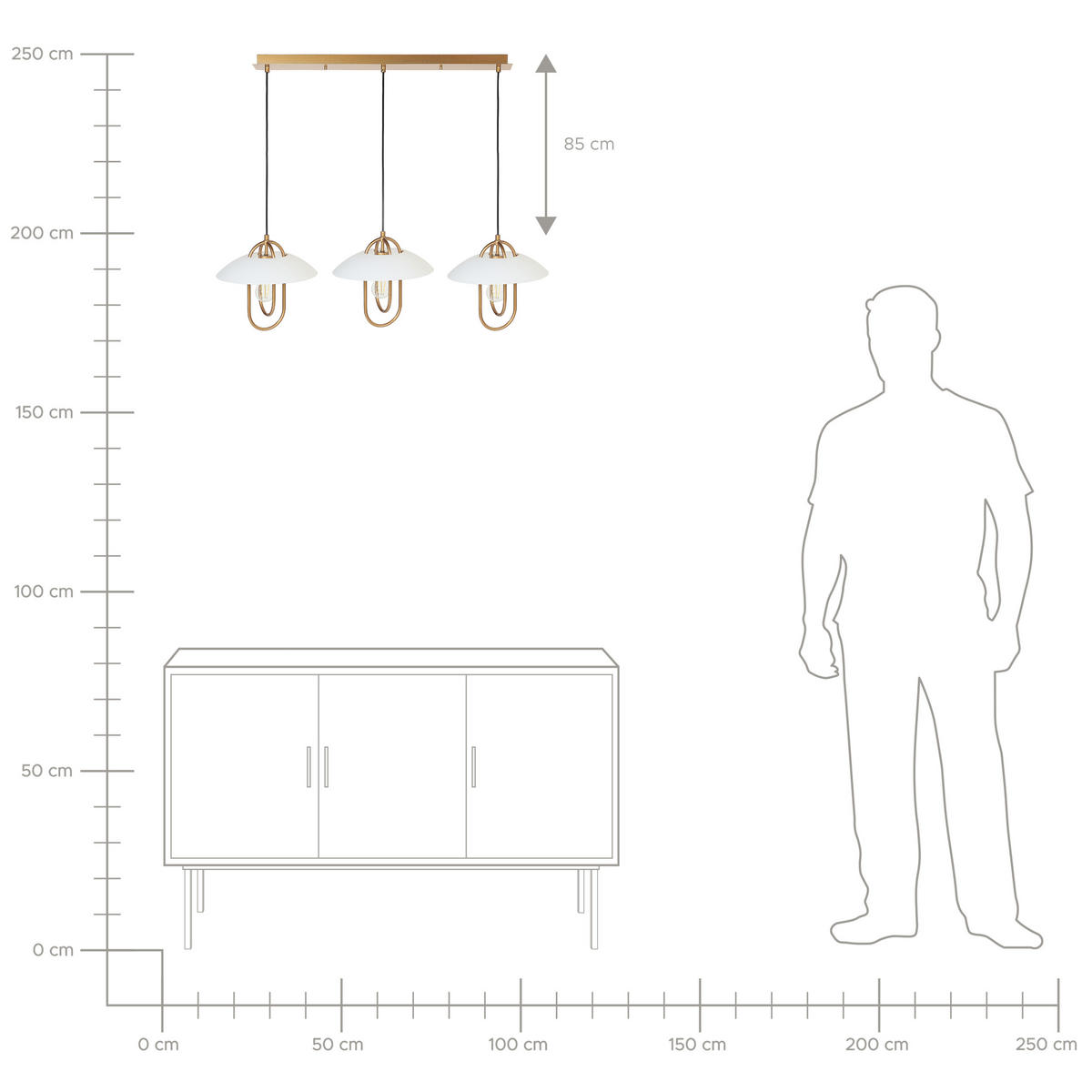 HÄNGELEUCHTE Nattai 7/76/121 cm - Goldfarben, Metall (7/76/121cm) - Beliani