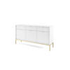 KOMMODE NOVA - KSZ154, Geriffelte Fronten, goldene Griffe 154x39x83 cm Weiß - Goldfarben/Weiß, Holzwerkstoff/Kunststoff (154/83/39cm) - DomoHome