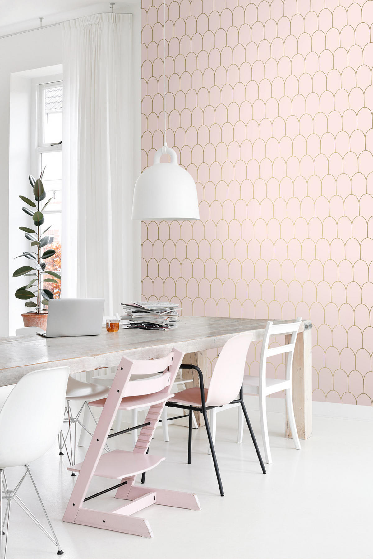TAPETE Art Decó Muster 53 cm x 10.05 m - Pink, Papier (53/1000cm) - ESTAhome