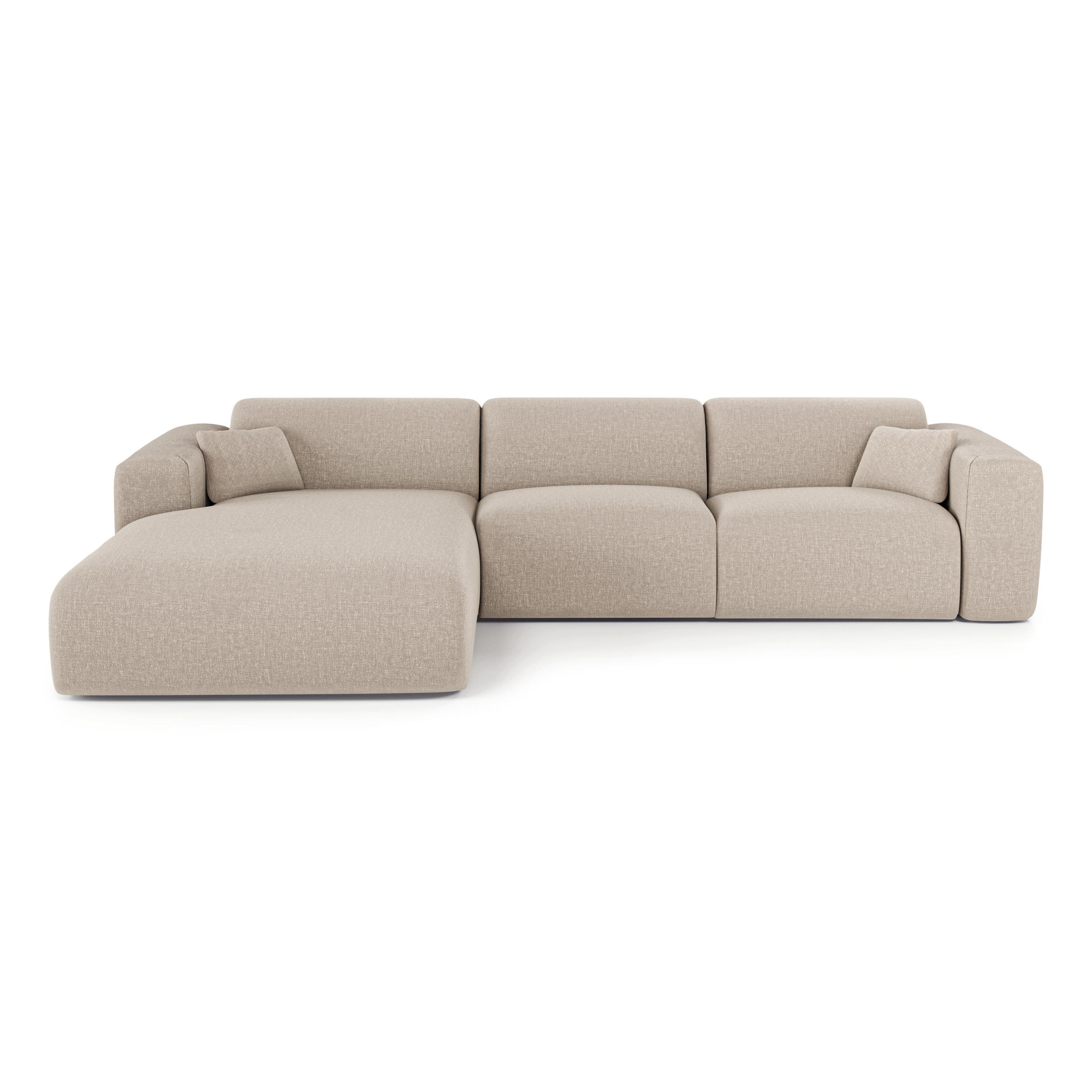 ECKSOFA LINKS SCHLAFSOFA Dunlopillo 5 Plätze Stoff beige - Beige, Textil (165/280cm) - Sia Home