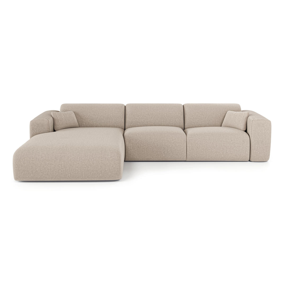 ECKSOFA LINKS SCHLAFSOFA Dunlopillo 5 Plätze Stoff beige - Beige, Textil (165/280cm) - Sia Home