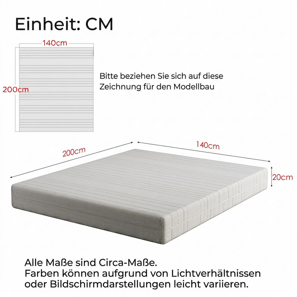 KALTSCHAUMMATRATZE 140/200 cm Weiß Höhe 20cm - Weiß, Textil (140/200cm) - Oxeza
