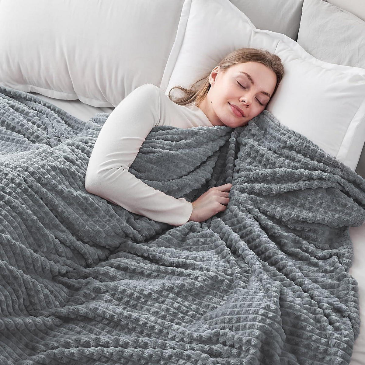 KUSCHELDECKE 3D-Touch-Erlebnis 200 x 230 cm Dunkelgrau - Grau, Textil (200/230cm)