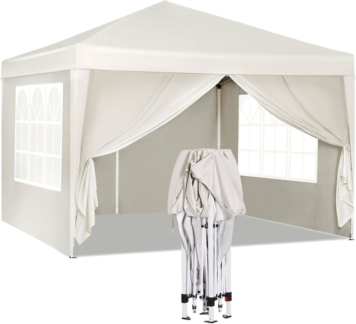 PAVILLON Pop-Up wasserdichter Faltpavillon, aus Oxford Metallrahmen 3 x 3 m - Beige, Metall (300/300/260cm) - Woltu