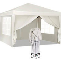 PAVILLON Pop-Up wasserdichter Faltpavillon, aus Oxford Metallrahmen 3 x 3 m - Beige, Metall (300/300/260cm) - Woltu