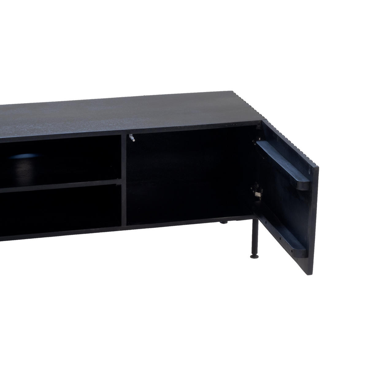 TV-MÖBEL aus Metall/Holz 200cm, schwarz - Schwarz, Holz (200/50/40cm) - Giga Meubel