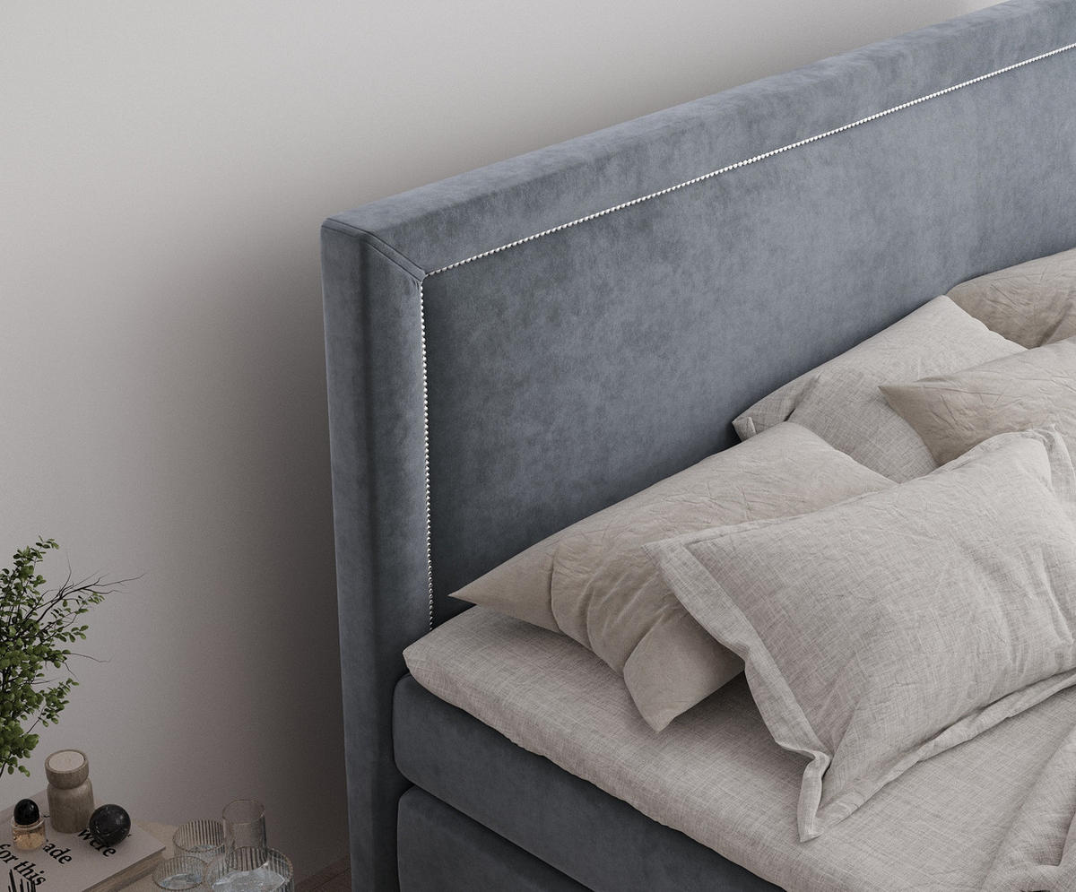 BOXSPRINGBETT Lavenda Grau 160/200 cm - Schwarz/Grau, Holz/Holzwerkstoff (160/200cm) - Maison de Reve
