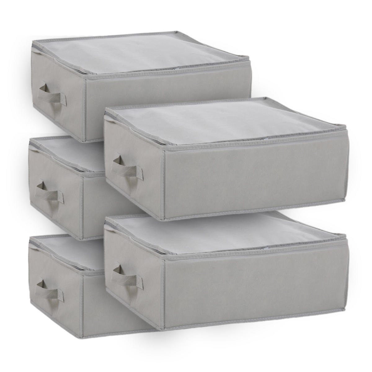 AUFBEWAHRUNGSTASCHE S 5er Set Hellgrau - Hellgrau, Textil (45/18/35cm) - SVITA