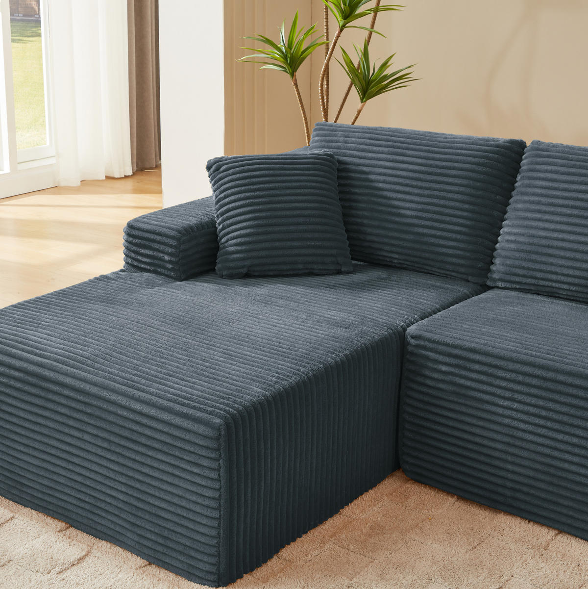 SOFA modular L-Form Dark Gray 2-tlg. - Dunkelgrau, Textil (163/252.6cm) - Meubliv