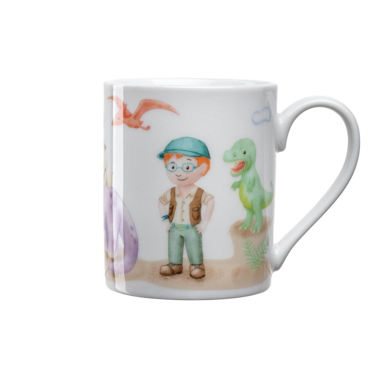 KINDERGESCHIRR SET MIT BESTECK BAMBINI AVVENTURA Dino - Grün, Keramik/Kunststoff (1/1/1cm) - Leonardo Living