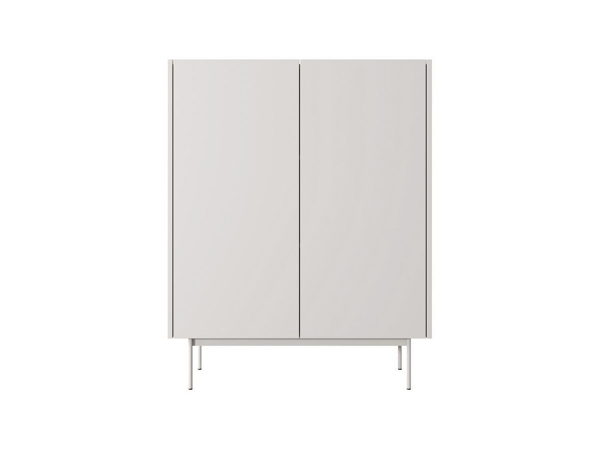 MODERNE Hochkommode LUMO KW2D (Kaschmir Matt, Eiche Linea, Metallfüße, Soft-Close) - Kaschmir/Eichefarben, Holz/Holzwerkstoff (97/122/37cm) - Ravio