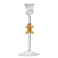 KERZENHALTER Merry & Bright für Stabkerzen mit Lebkuchenmann - Transparent, Glas (8/20/8cm) - Butlers