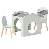 KINDERTISCH mit Stühlen Hellgrün Quilpie - Hellbraun, Holzwerkstoff (59/59/61cm) - Beliani