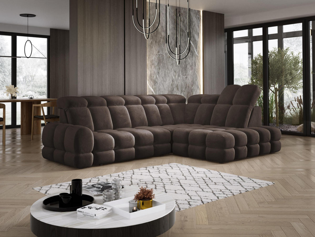 ECKSOFA TOLLO Salvador-stoff L-form 302x217x105 cm grau - Hellgrau, Holz/Textil (217/302cm) - DomoHome