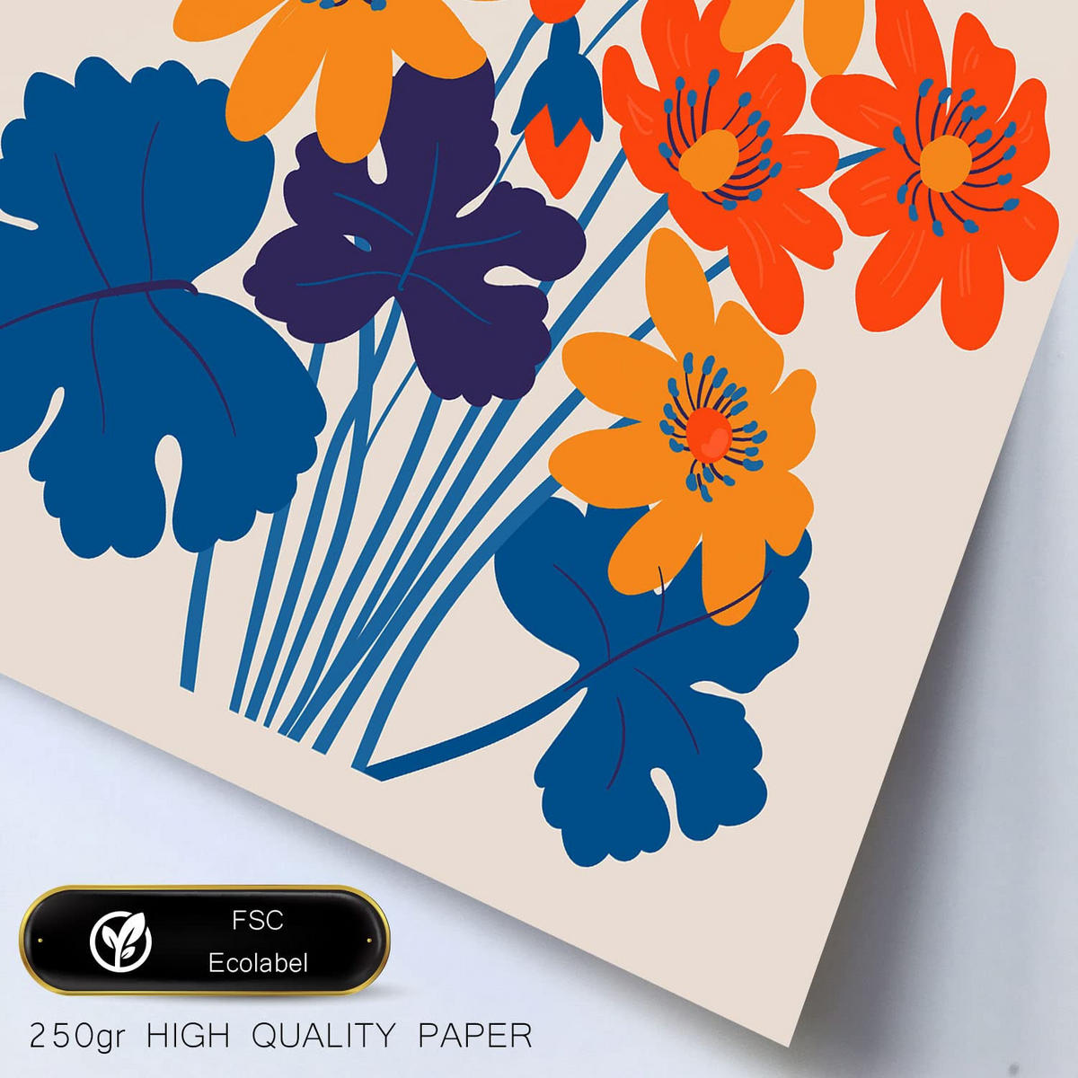 POSTER Set Mit 6 Blumen Leben In Orange Natur Und Botanikdrucke Für Innenarchitektur A3 & A4 Schwarzer Rahmen - Schwarz, Papier (29/3cm) - Nacnic