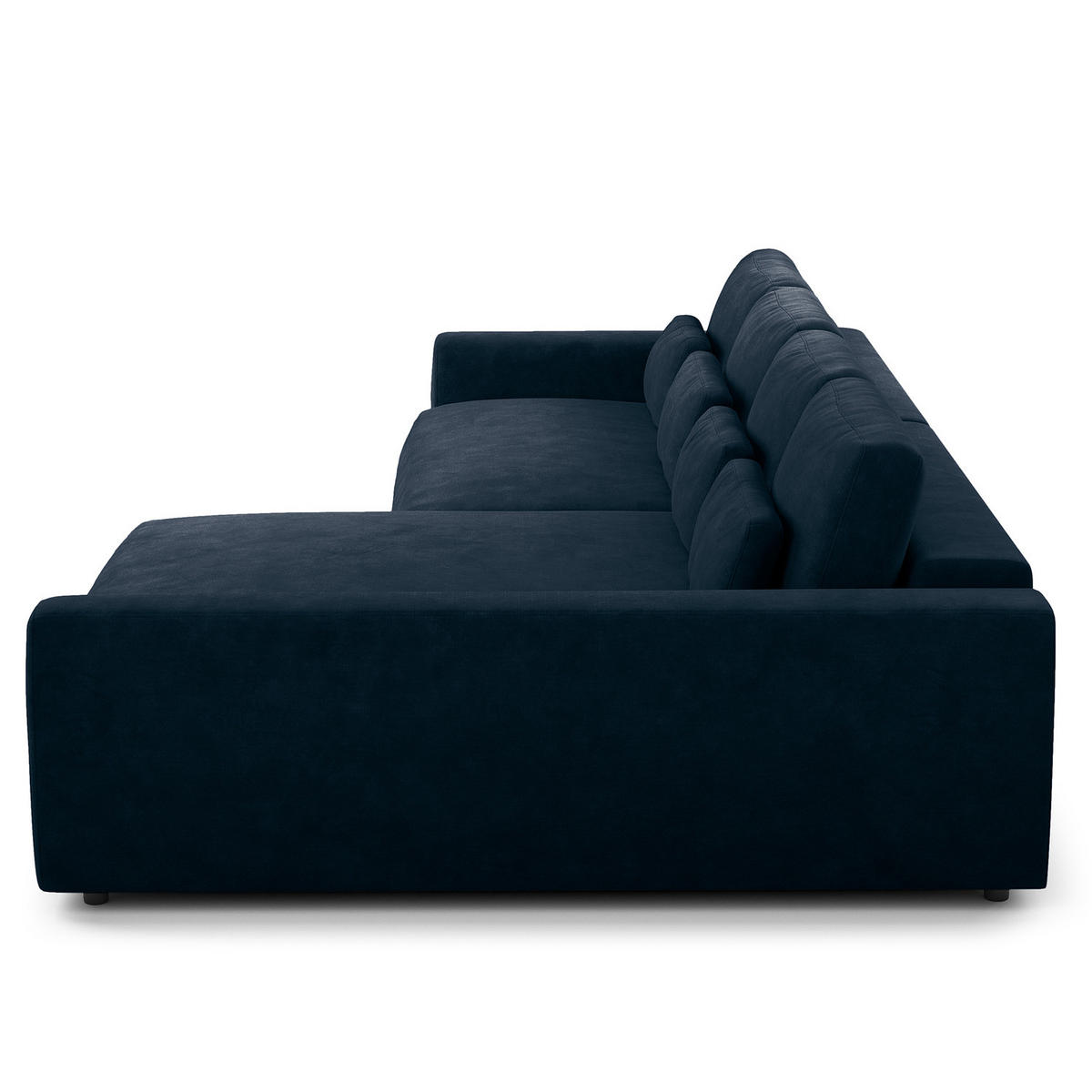 ECKSOFA mit XXL-Longchair - Blau/Schwarz, Kunststoff/Textil (323/182cm) - home24