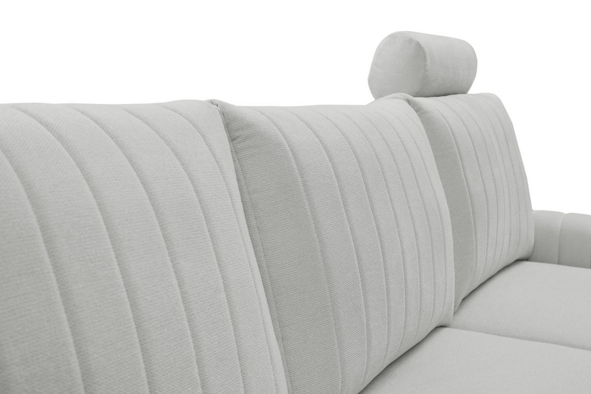 ECKSOFA VERONA R-S Hellgrau Geflochtener Stoff mit Schlaffunktion - Hellgrau, Holz (251/164cm) - MASSENO