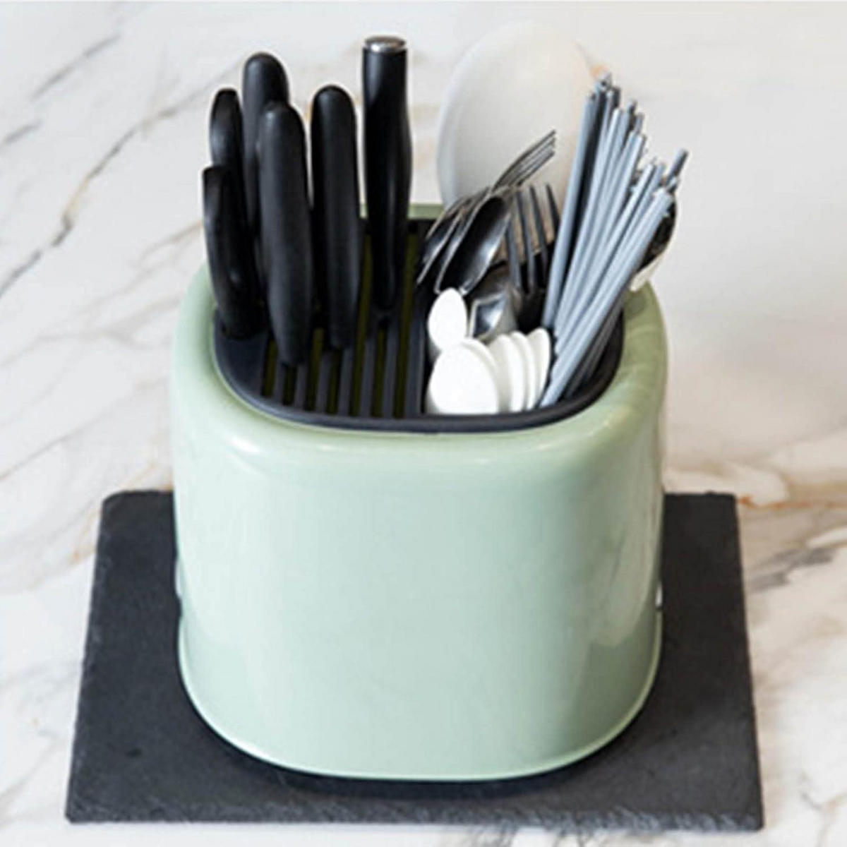MESSERBLOCK Utensilienhalter Grün Retro - Grün, Kunststoff (15/20/15cm)