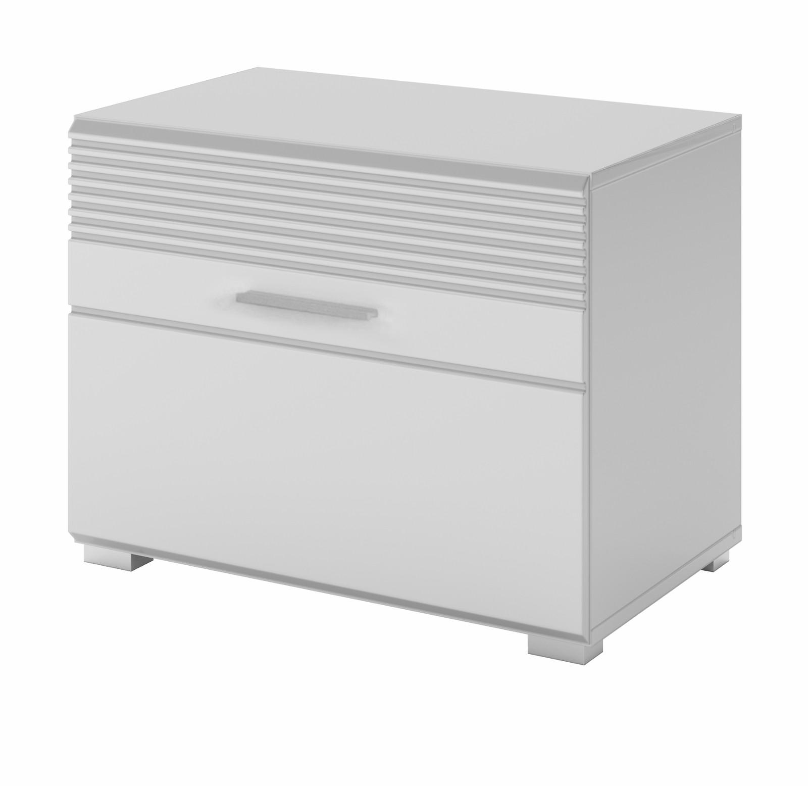 SITZBANK weiß Hochglanz 60 cm Garderobenbank mit Stauraum, Schuhschrank - Weiß Hochglanz/Silberfarben, Holzwerkstoff/Kunststoff (50/33/4cm) - Inn.Furn