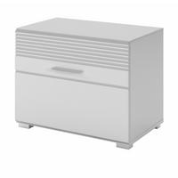 SITZBANK weiß Hochglanz 60 cm Garderobenbank mit Stauraum, Schuhschrank - Weiß Hochglanz/Silberfarben, Holzwerkstoff/Kunststoff (50/33/4cm) - Inn.Furn