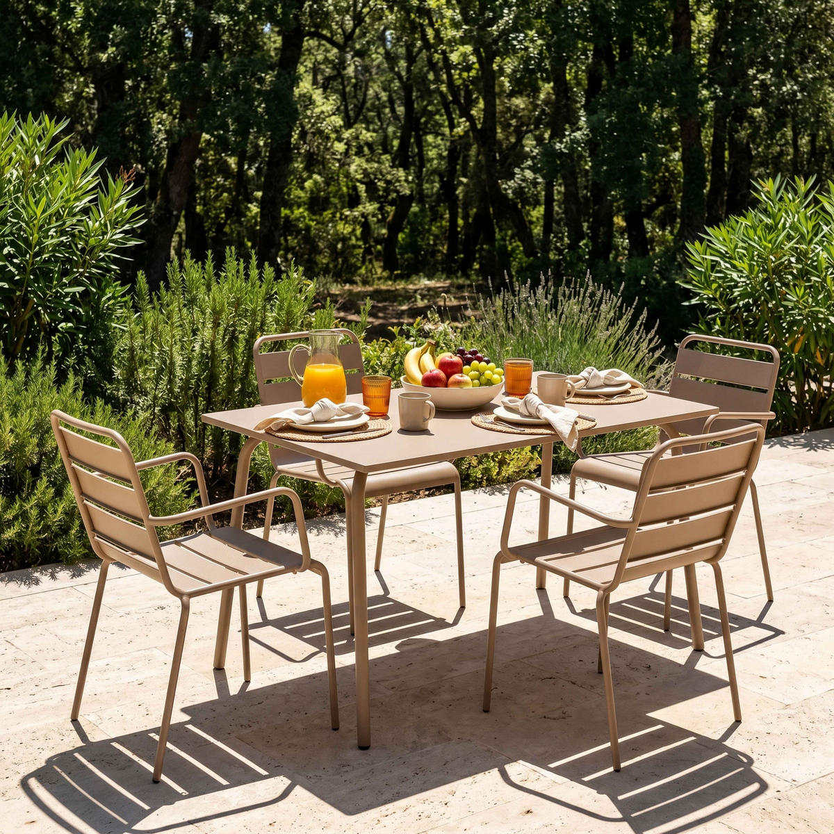 GARTENSET 5-tlg., Taupe - Taupe, Metall - Oviala