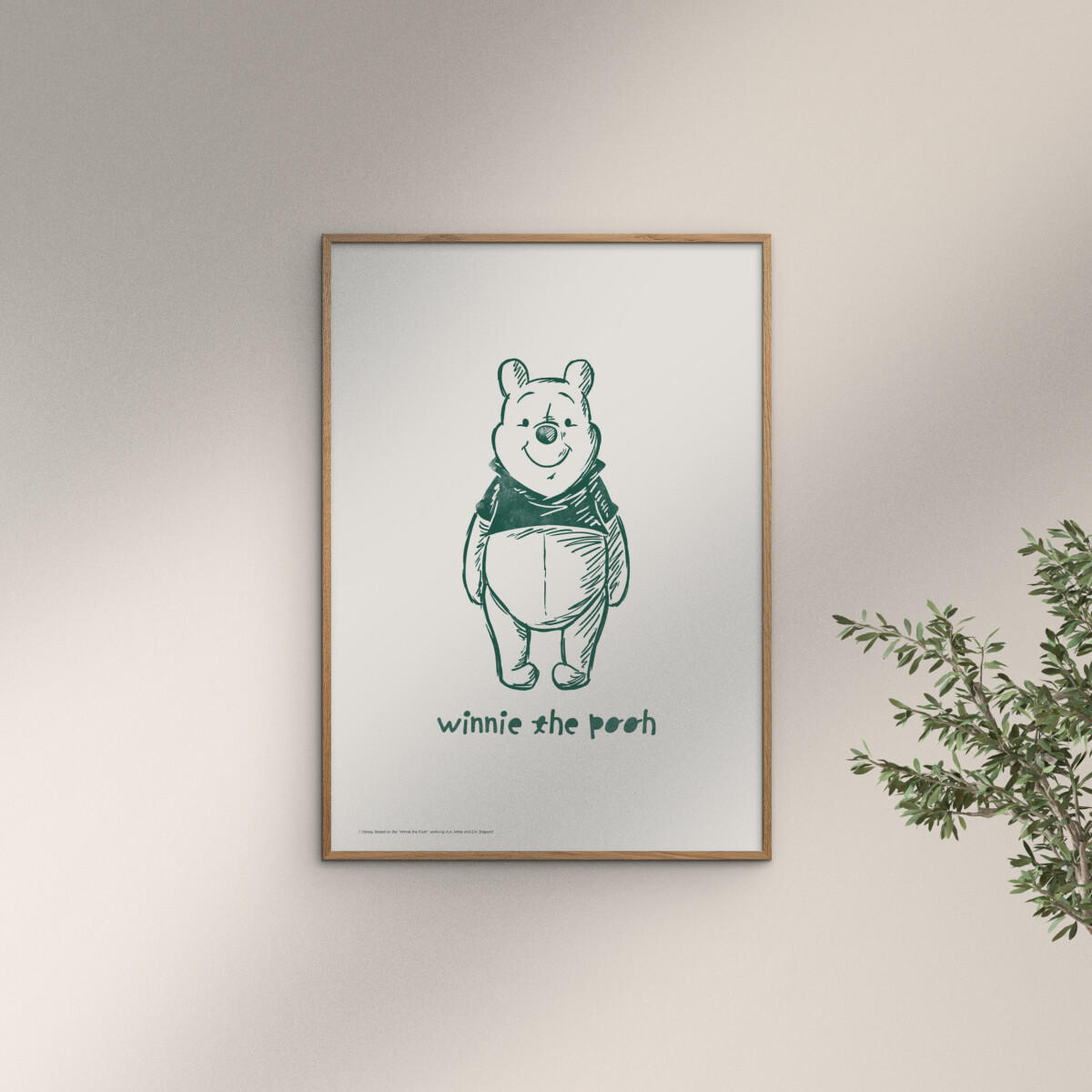 POSTER mit Rahmen Disney - Disney's Winnie the Pooh Standing Smile - Eichefarben/Beige, Holz/Papier (50/70cm) - Poster&Frame