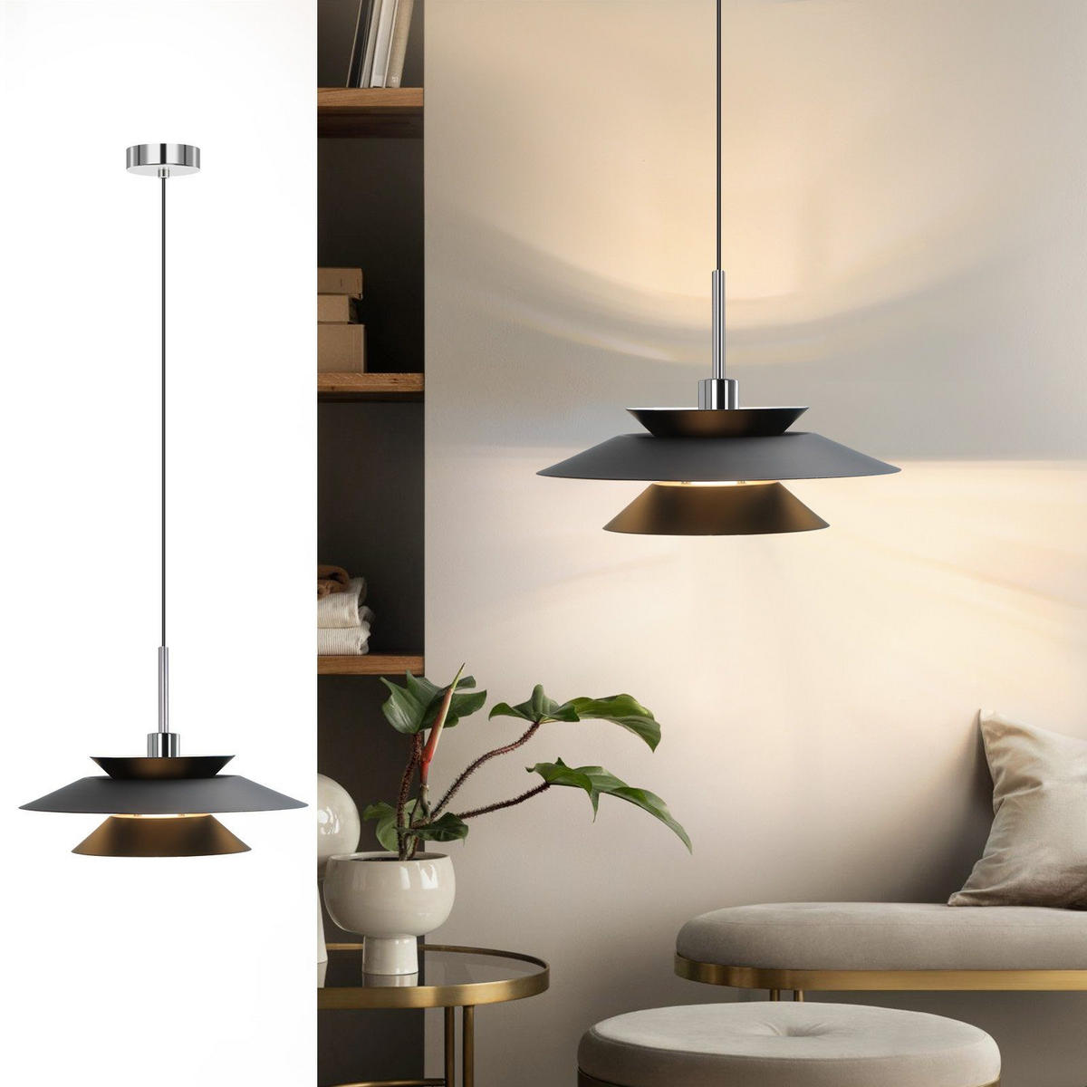 PENDELLEUCHTE Innovation 28/28/178 cm - Schwarz, Metall (28/28/178cm) - Nettlife
