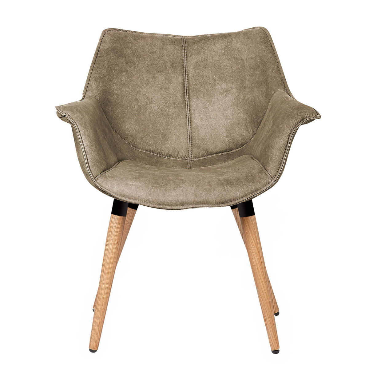 ARMLEHNENSTUHL - Microfaser / Eiche massiv - Beige, Textil (70/81/64cm) - home24