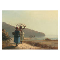 FOTOTAPETE 208x146 cm - Ein Spaziergang am Meer - Beige, Textil (208/146cm) - Wallfluent
