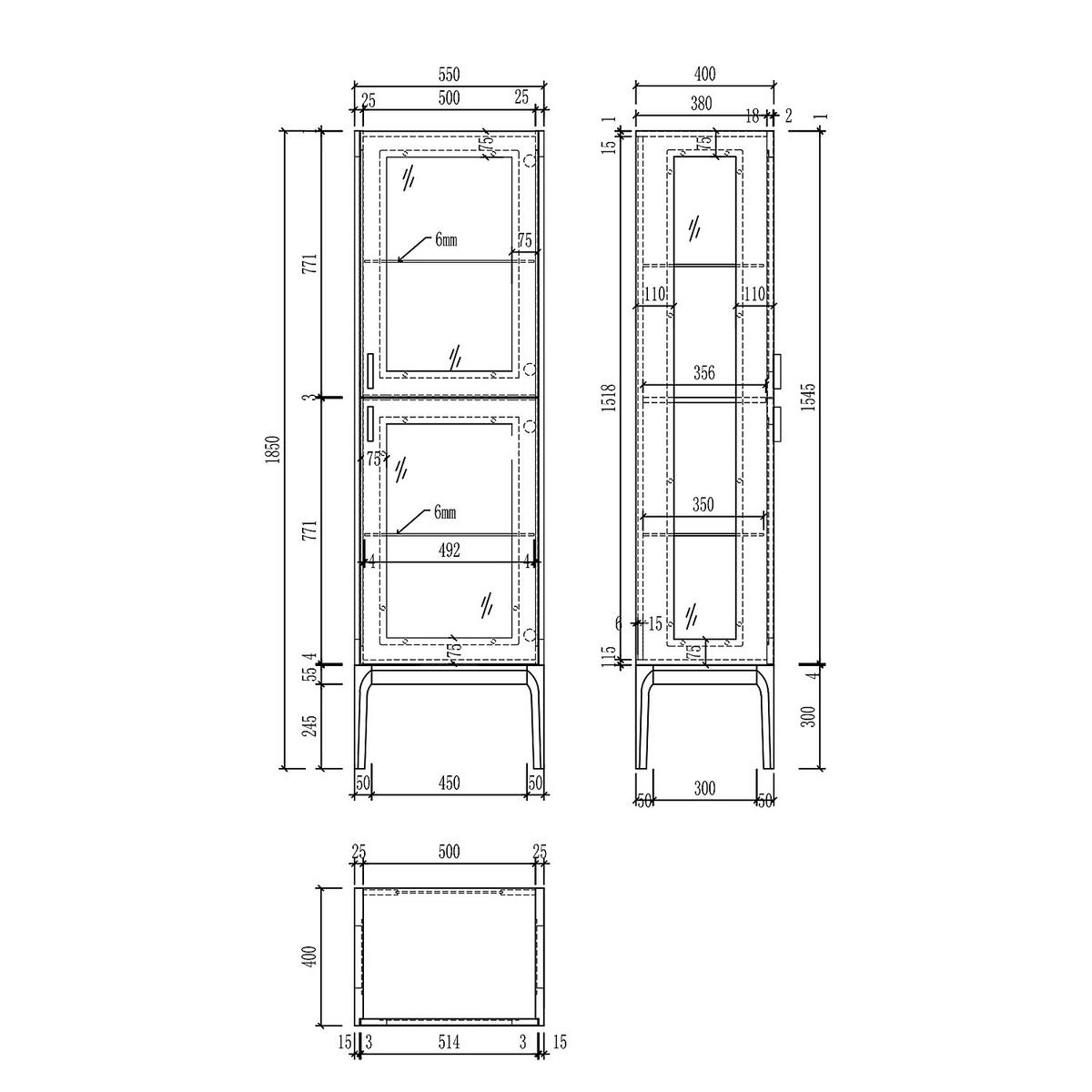 VITRINENSCHRANK - Weiß - Weiß, Holz/Holzwerkstoff (55/190/40cm) - home24