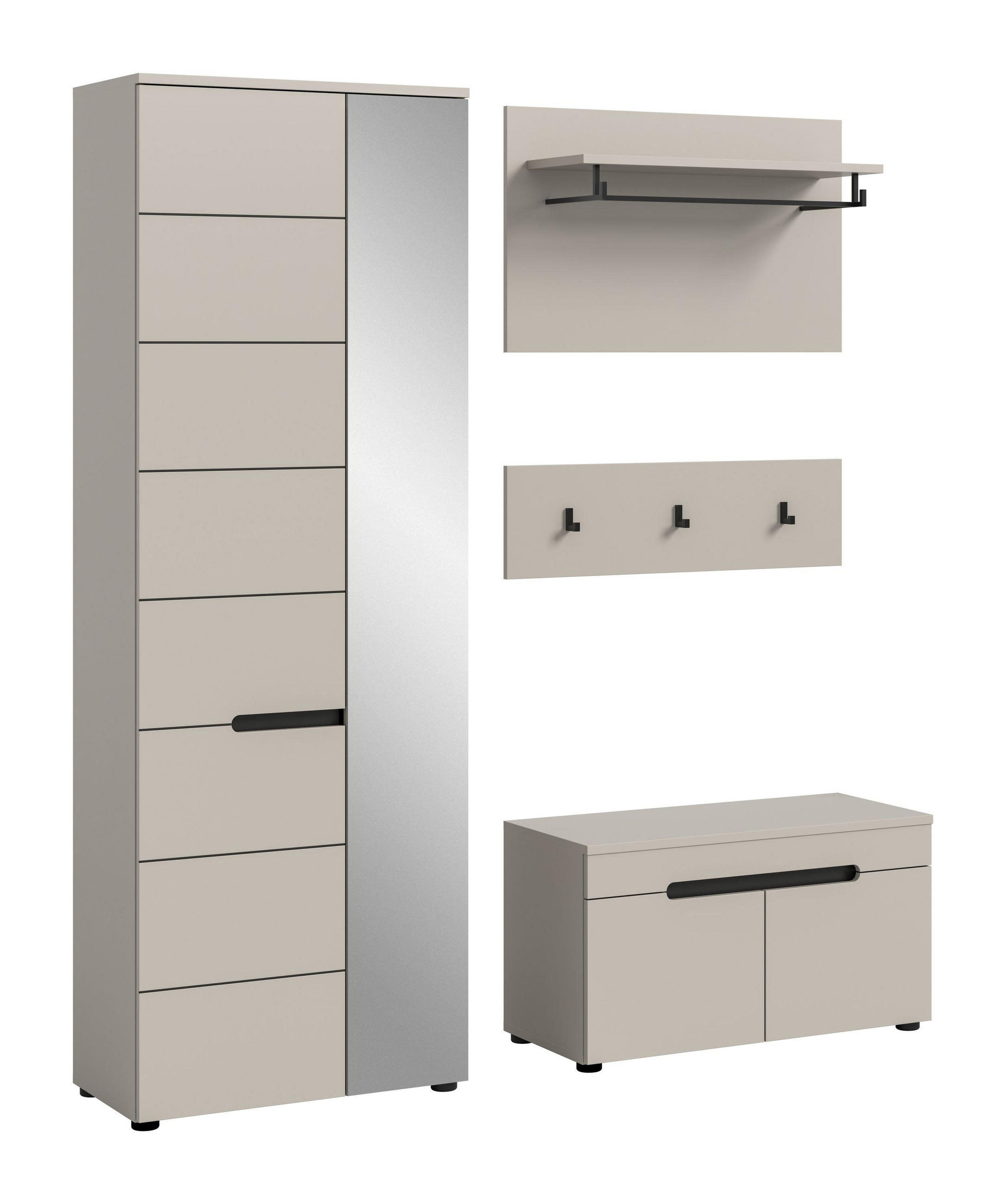 GARDEROBE Nova 3-tlg. (B/H/T: ca. 160/190/37 cm) in Basalt grau/weiß - Kaschmir, Holzwerkstoff (160/190/37cm) - Homes & Jones