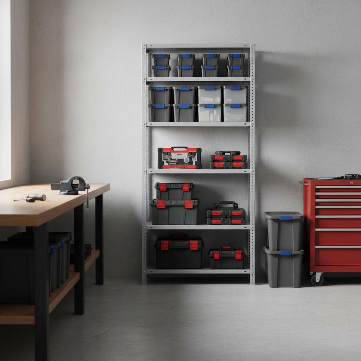 SCHRAUBREGAL PANDA TALL | HxBxT 200x100x40cm | 6 Fachböden | Fachlast 100kg | Weiß - Weiß, Metall (100/200/40cm) - PROREGAL