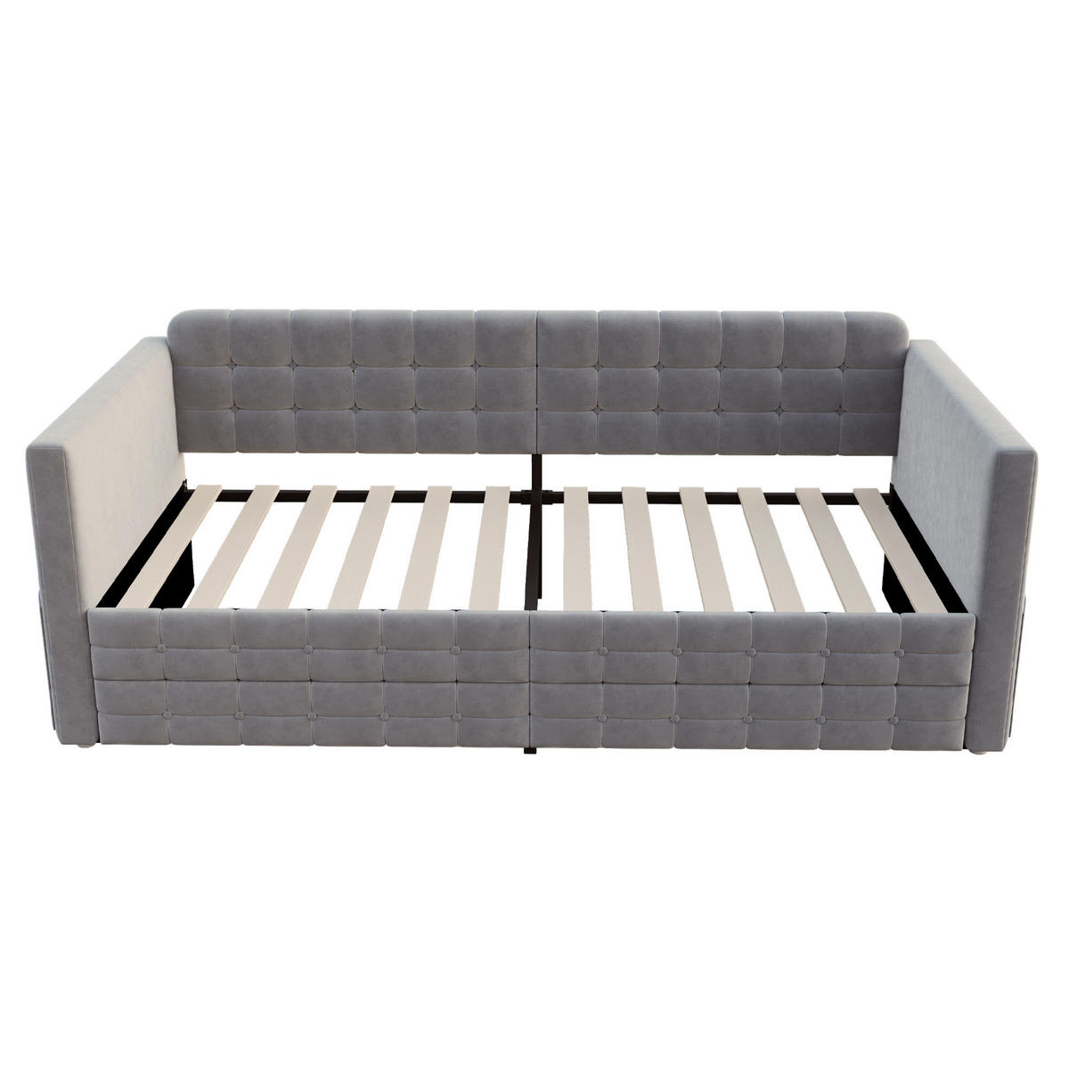POLSTERBETT 90/190 cm Grau Schlafsofa mit Stauraum und 2 Schubladen - Grau, Textil (90/190cm) - OKWISH