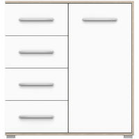 KOMMODE - Highboard IRYS MINI (sonoma + Weiß) - Weiß/Sonoma Eiche, Holzwerkstoff (90/95/45cm) - Möblo