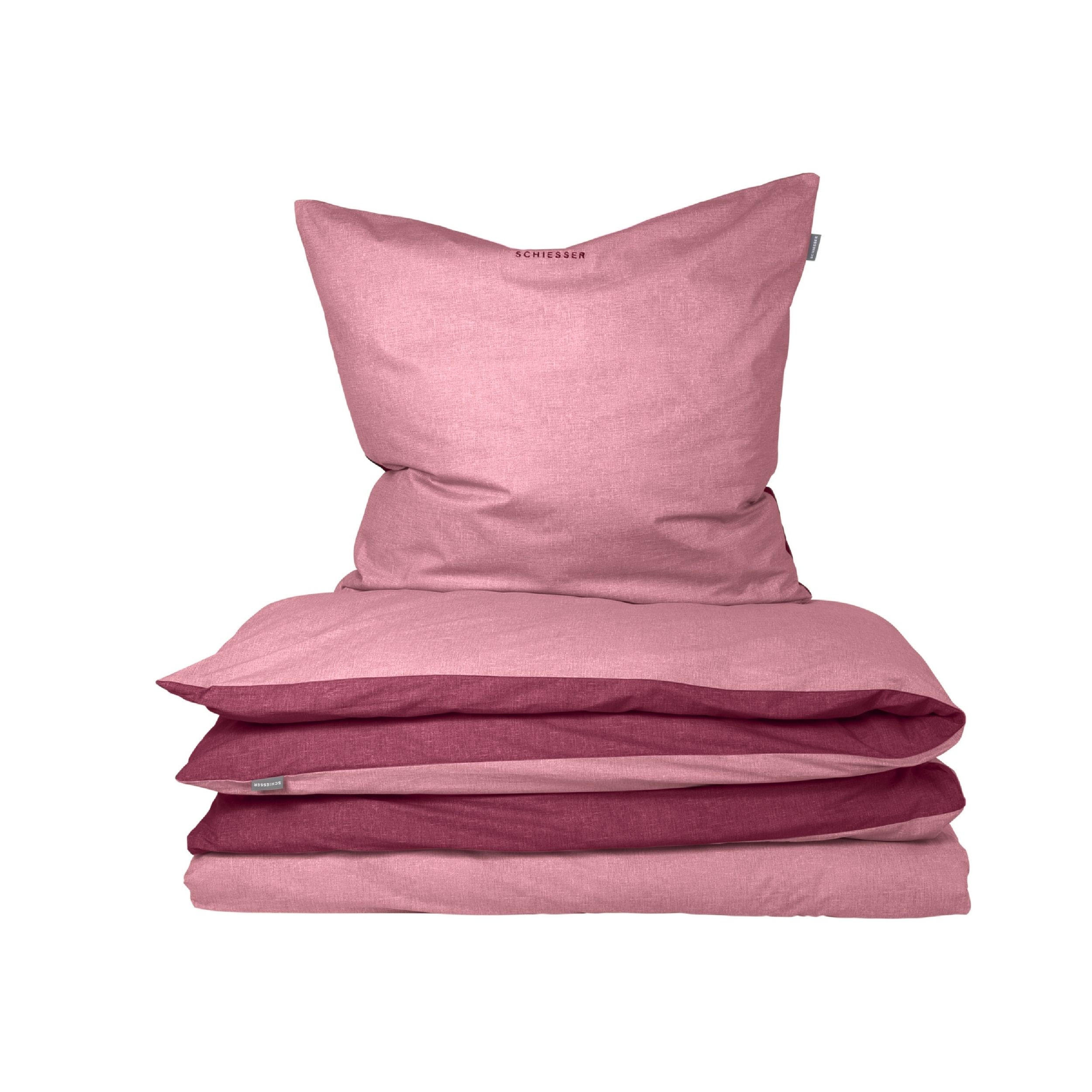 BETTWÄSCHESET Doubleface Feinbiber 2-teilig 155x220 cm Rosa - Rosa, Textil (155/220cm) - SCHIESSER