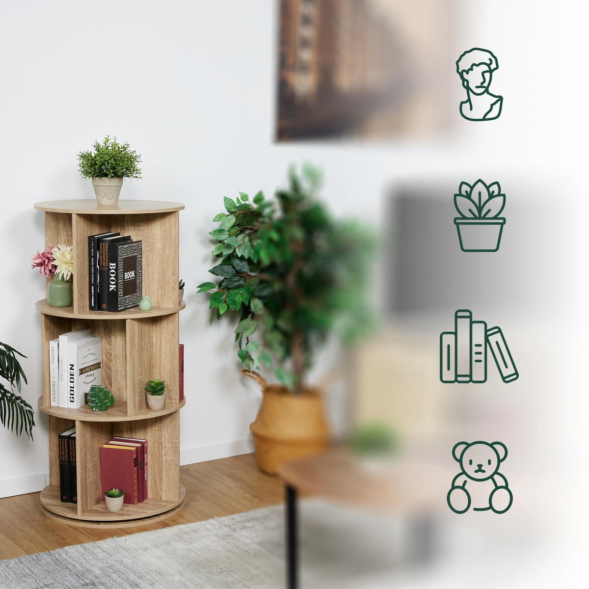 BÜCHERREGAL - Hellbraun, Holzwerkstoff/Metall (50/104/50cm) - Relaxdays