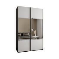 SCHWEBETÜRENSCHRANK 245,5/160/64 2-türig - Schwarz/Weiß, Holz/Metall (160/245/64cm) - Abiks Möbel