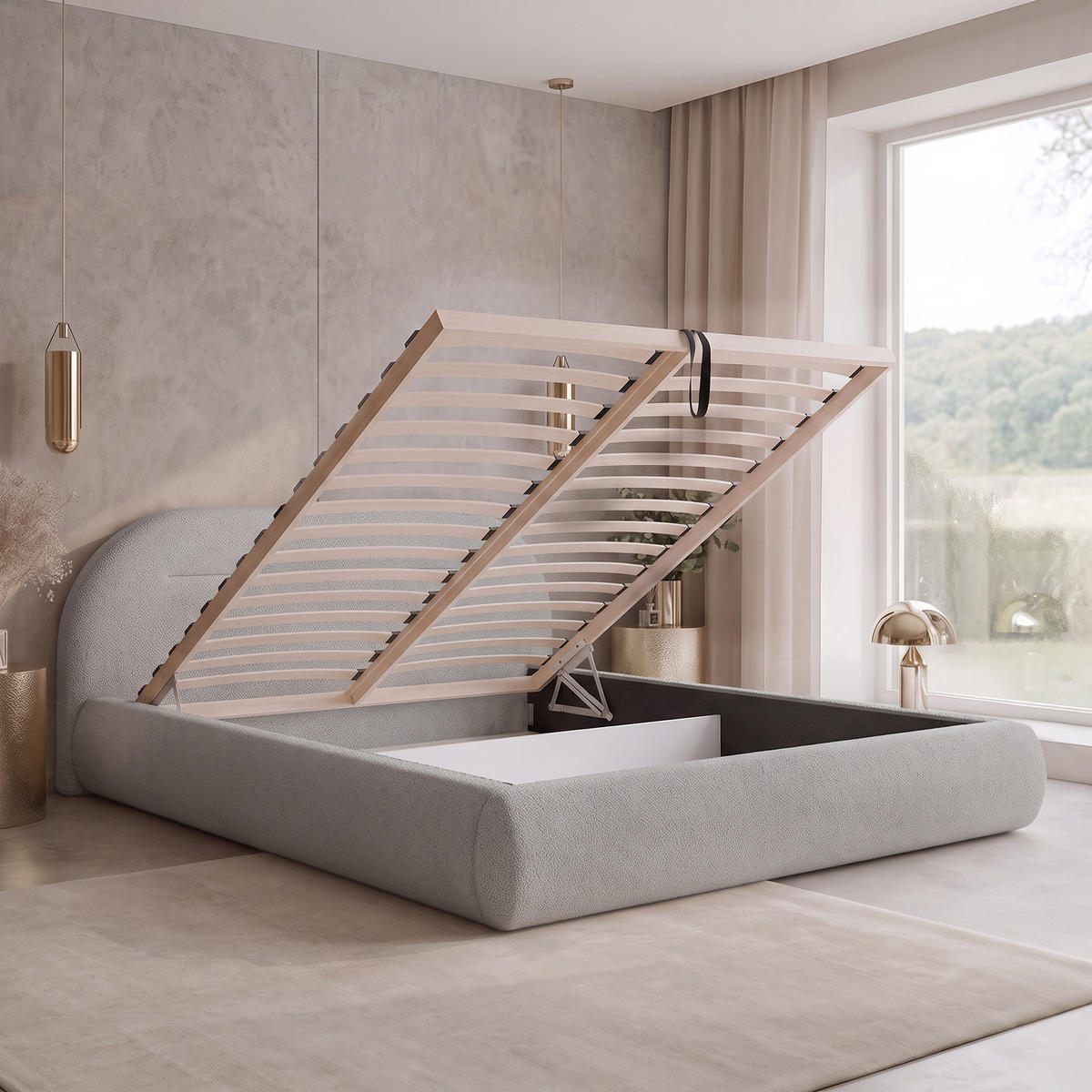 POLSTERBETT AMORIS 140x200 cm, Grau - Grau, Textil (200/140cm) - Fedve