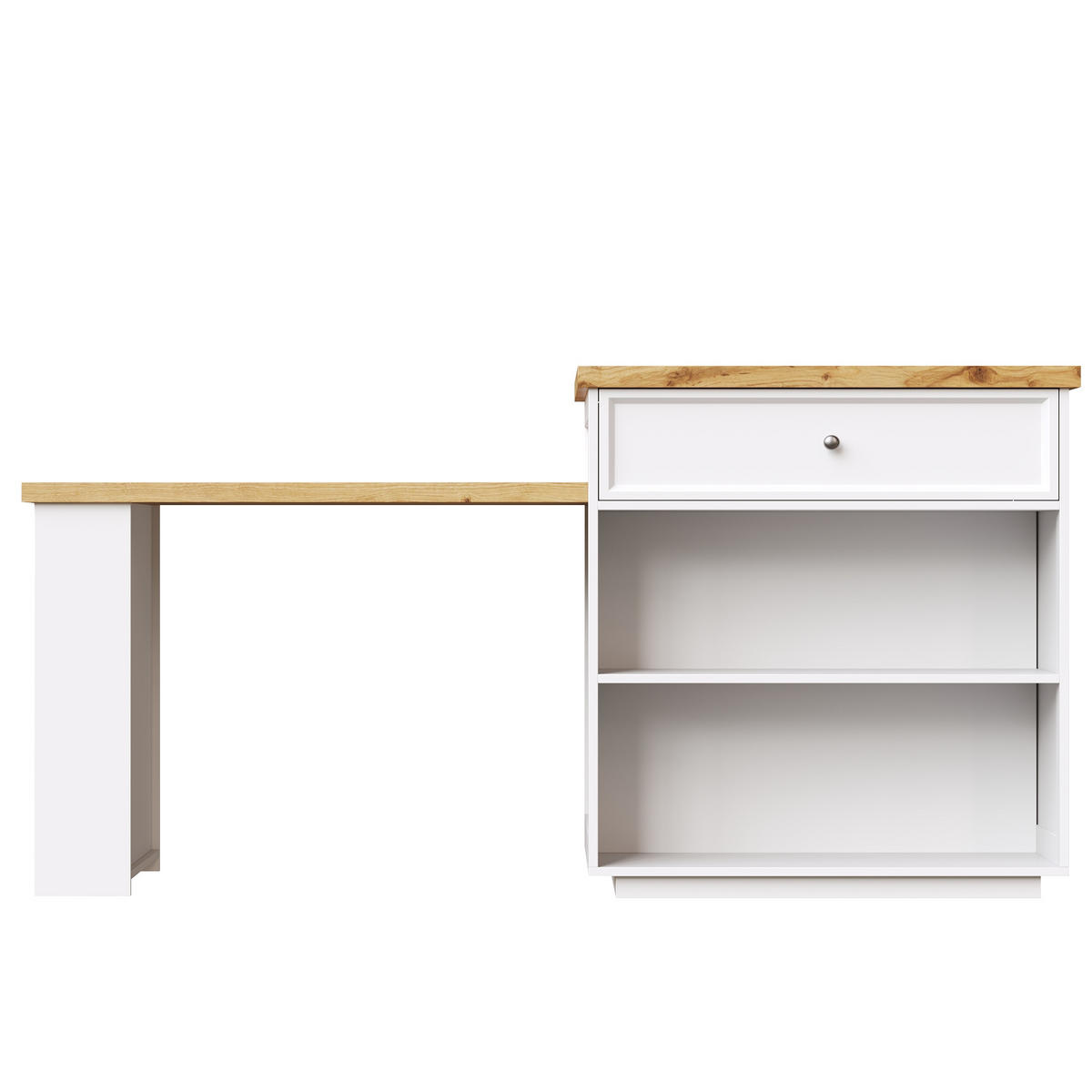 INSULĂ BUCĂTĂRIE 120-184cm Extensibilă Alb - alb, compozit lemnos (182/94/70cm) - FLIEKS