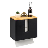 PAPIERHANDTUCHSPENDER mit Bambus-Einsatz - Schwarz, Holz (29/25/15cm) - eluno