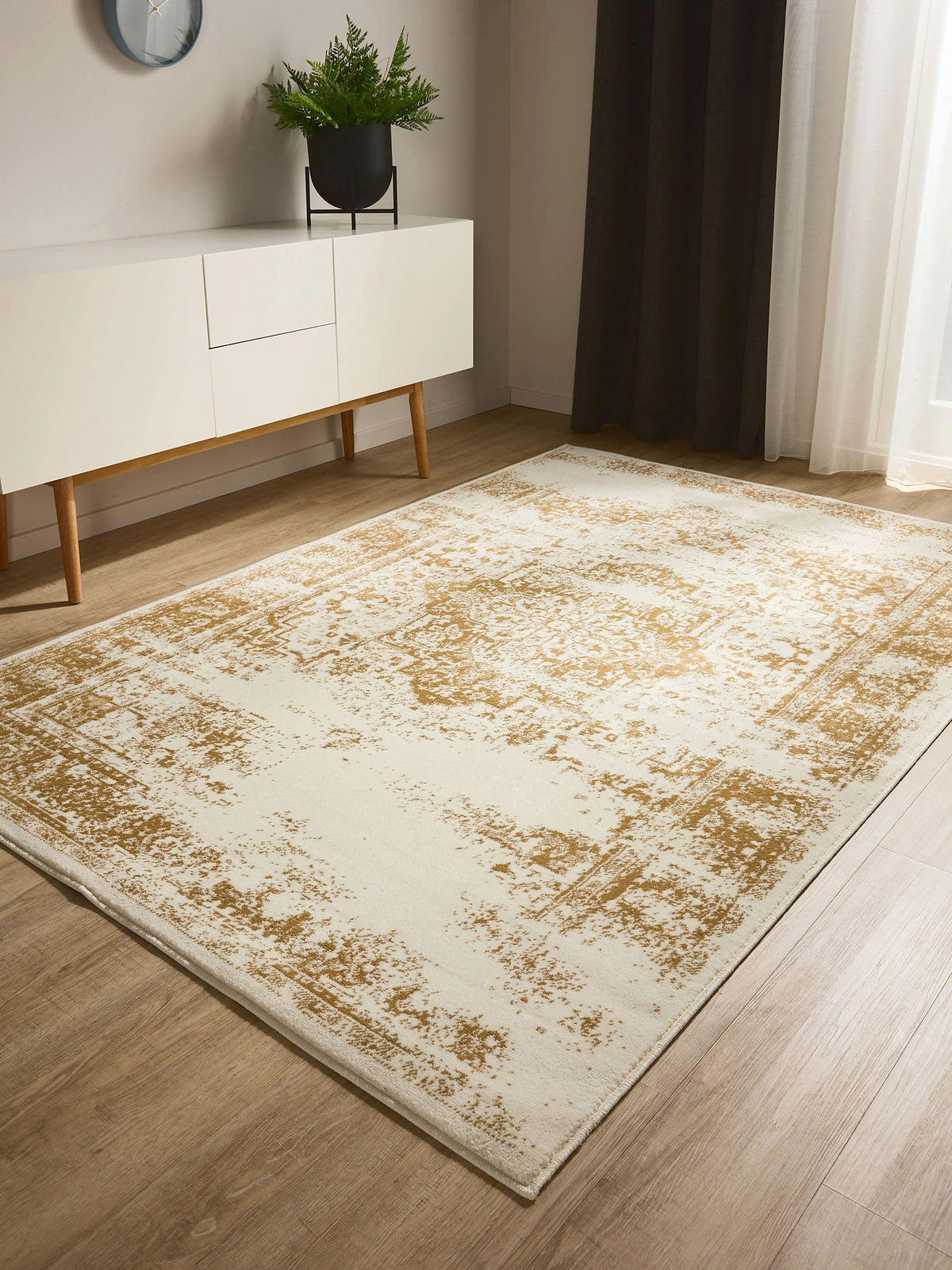 VINTAGE-TEPPICH Suki 120/170 cm - Gelb/Creme, Kunststoff (120/170cm) - benuta