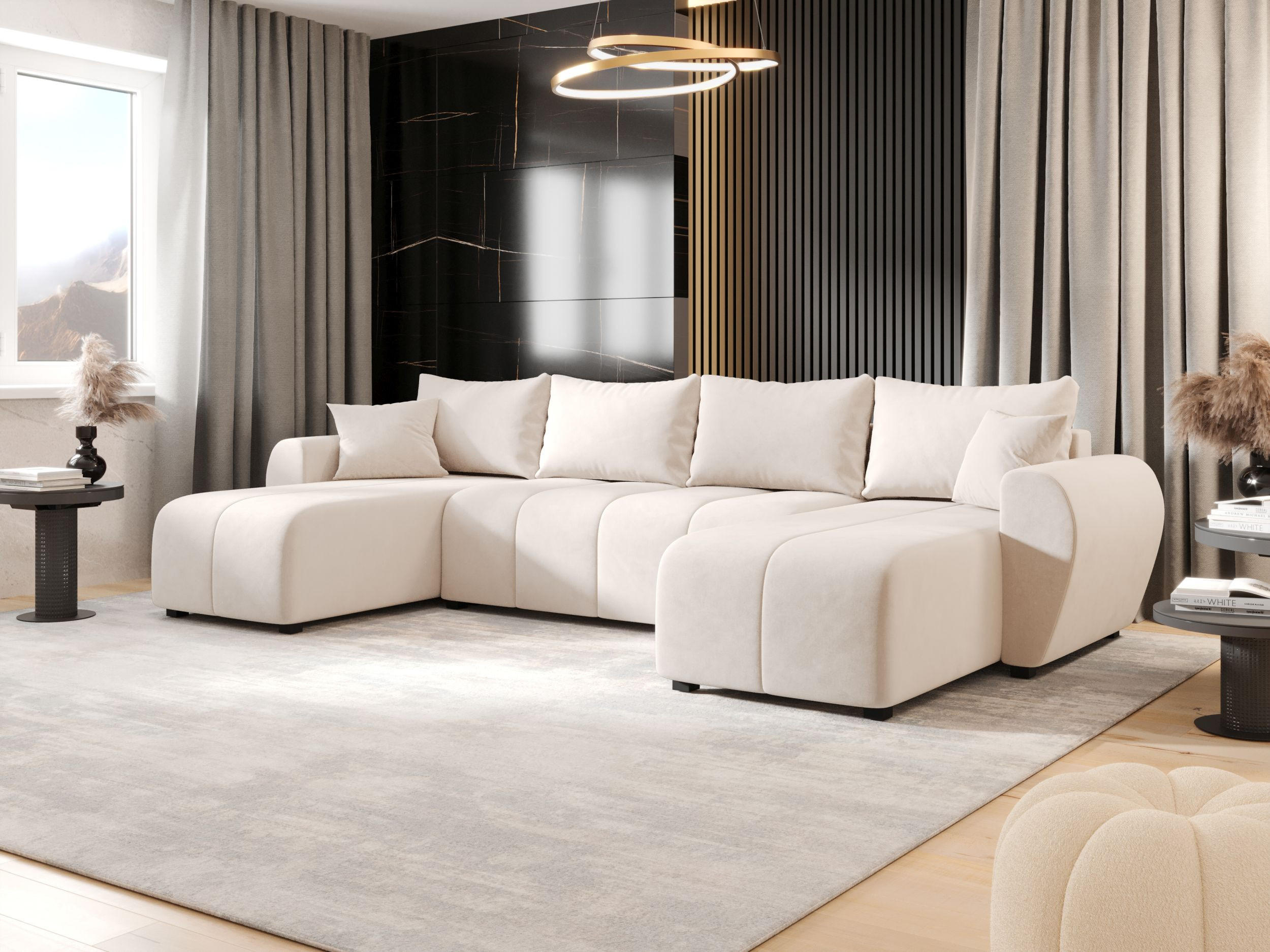 WOHNLANDSCHAFT MOLISA U Itaka 16 mit Schlaffunktion - Beige, Textil (303/82/208cm) - Bedante