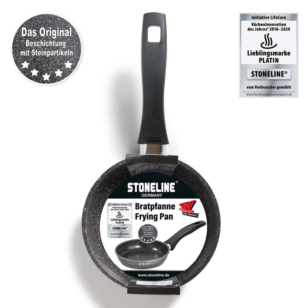 BRATPFANNE 16cm - Schwarz, Metall (16cm) - Stoneline