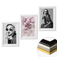 WANDBILDER 3er-Set - 20x30 cm Weißer Rahmen - Stilvolle Porträts von Frauen mit Blumen - Weiß, Kunststoff (20/30cm) - ArtPrintCave
