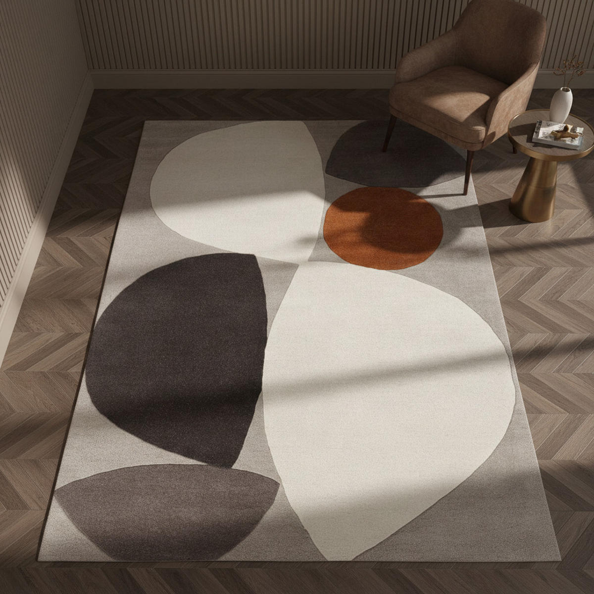 TEPPICH Wolle handgetuftet abstrakt Mid-Century ELAN-Mouzon, Silbergrau 200x290 cm - Grau, Textil (200/290cm) - KADIMA DESIGN