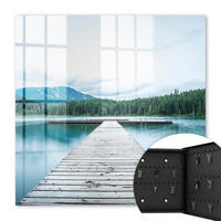 SCHLÜSSELBOX Schwarz 30x30 cm- Türöffnung nach rechts - See der Ruhe - Blau, Metall (30/30/5cm) - TULUP